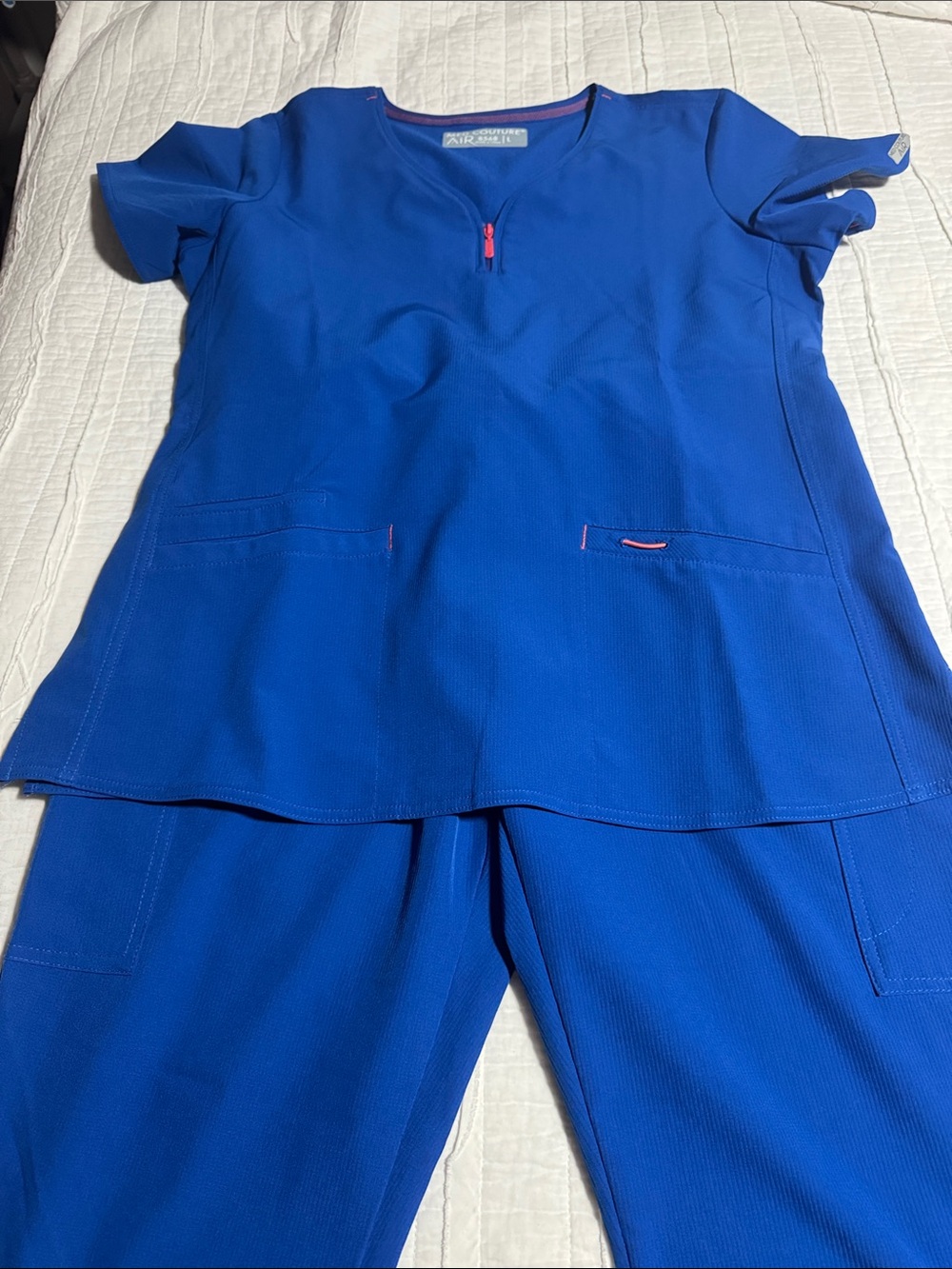 Med Couture Women's Royal Blue Scrub Top & Jogger Pants Set
